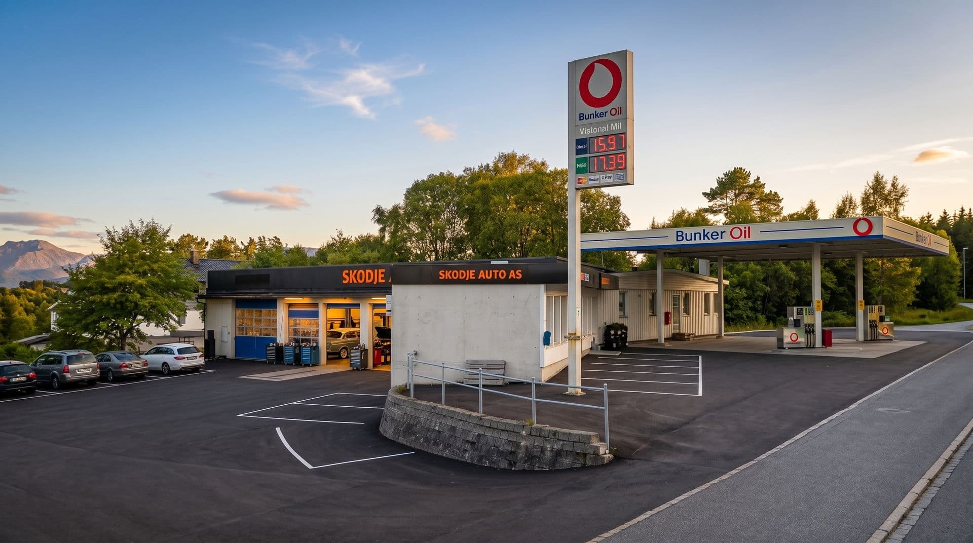 Skodje Bilverksted ved Bunker Oil-stasjonen på Skodjevegen 330